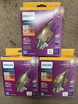 Philips Soft White 40W Equivalence B11 E12 Base 300 lm. 120V LED Bulb (3box) - Image 1 of 3