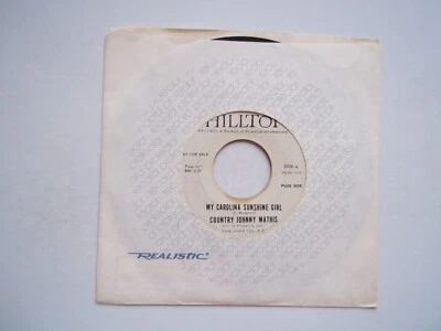 COUNTRY JOHNNY MATHIS My Carolina Sunshine Girl / Welcome Home 45 RPM 7" Record - Image 1 of 4