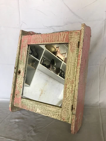 Antique Shabby Pink Wood Medicine Cabinet Vintage Mirror Chic Old 616-23B Cover