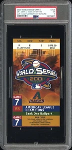 Juego 7 Diamondbacks Clincher 2001 Serie Mundial Primer Título WS PSA 5 talones ¡RARO! - Imagen 1 de 4