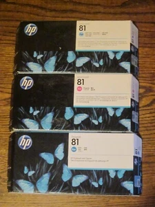 SET 3 HP 81 PRINTHEAD & CLEANER DESIGNJET 5000 5500 CYAN LC MAG C4951A C4952A - Photo 1/8