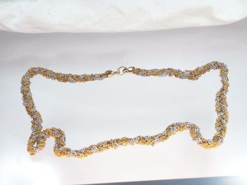 Collier designer Christian Dior bicolore metallo dorato molte catene tornite