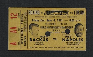 RARE 1971 World Championship JOSE NAPOLES vs BILLY BACKUS boxing ticket - Picture 1 of 1