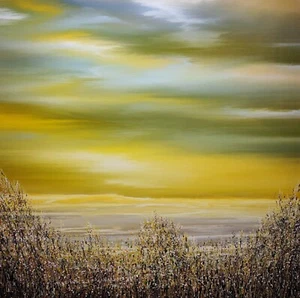 Pintura abstracta 100x100 naturaleza paisaje moderno original único arte de pared - Imagen 1 de 12