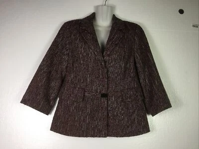 Doncaster Jacket Blazer Size 6 Womens Black Red Wool Blend Hidden Snaps pockets - Image 1 of 4