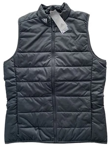 Adidas Womens Lightweight Polyester Filled Golf Puffer Vest Gray 3-Stripe M - Picture 1 of 6