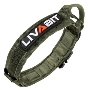 LIVABIT Heavy Duty Nylon Tactical Dog Pet Training Collar Handle LARGE OD Green - Picture 1 of 1