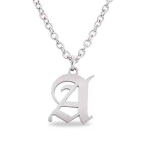 Personalised Stainless Steel Old English Initial, Letter Necklace, Unisex Gift - Picture 1 of 7