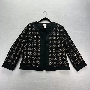 Chicos Open Blazer Womens 1 US/M Black Lace Front Jacket Party Cocktail - Picture 1 of 8