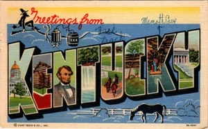 Leinen Postkarte Kentucky Großbrief Grüße PM 1957 - Bild 1 von 2