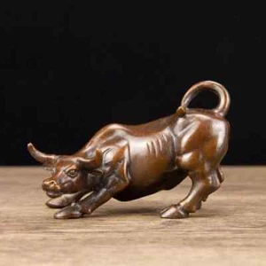 Wall Street Bronze Fengshui Wealth Fierce Bull Statue Metal Craft Decorations - Picture 1 of 6