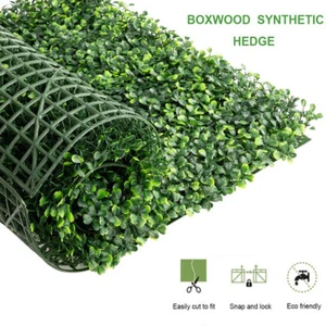 6x Artificial Leaf Hedge Plant Tiles Grass Mat Wall Panel Lawn Background Decor - Picture 1 of 10