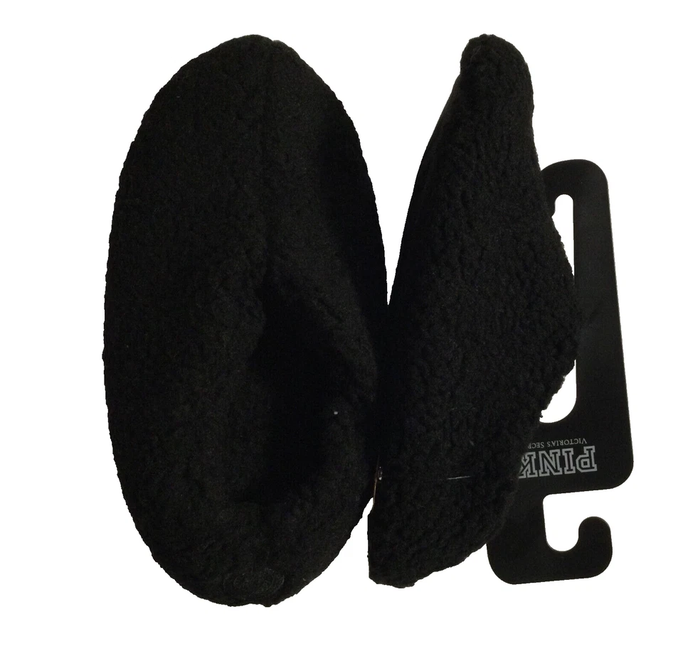 Nuevo Victoria's Secret ROSA Zapatillas Sherpa Botines Negro Talla Grande 9-10 Foto 1 de 4
