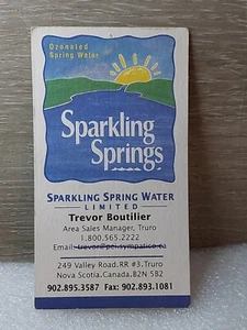 Sparkling Spring Water LTD Valley Road Truro NS Vintage Business Card - Foto 1 di 3