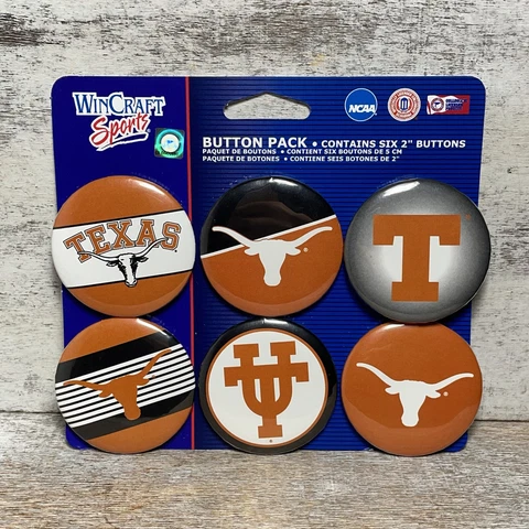 6-Pack NCAA Texas Longhorns Football WinCraft SportsBackpack Buttons Set 2" New Cover