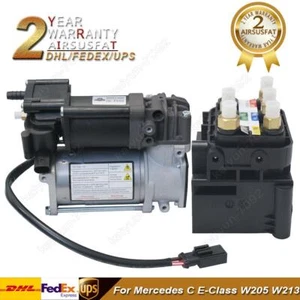 Air Suspension Compressor Pump + Valve Block For Mercedes C E-Class W205 C205 - Picture 1 of 13