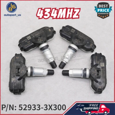 NUEVO (4) 52933-3X300 Sensores de neumáticos TPMS 434 MHz Válvula para Hyundai Elantra 2006-2015 Foto 1 de 4
