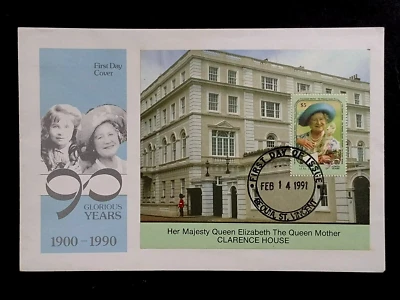 St. Vincent "HM QUEEN ELIZABETH THE QUEEN MOTHER ~ 90 GLORIOUS YRS" MS FDC 1991 - Image 1 of 4