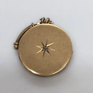 Victorian Antique 1850s American 14K Yellow Gold Diamond Locket Necklace Charm - Picture 1 of 8