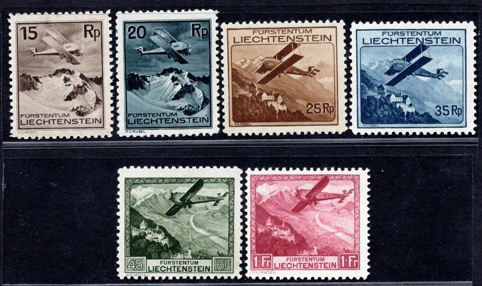 LIECHTENSTEIN 1930 SCOTT #C1-C6 COMPLETE SET MINT NEVER HINGED - Image 1 of 2
