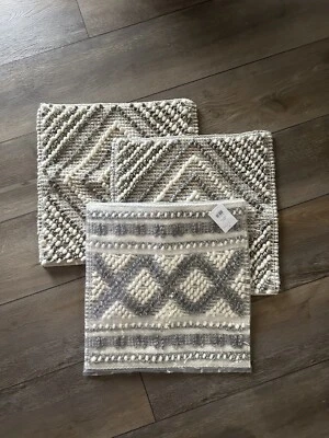 Set of 3 Surya Decorative Sofa Couch Throw Pillow Cover Sham, 18” X 18”, Neutral - Image 1 of 4