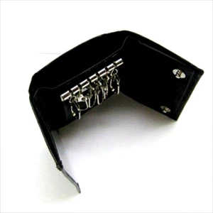 Black Genuine Leather Key Case Men's Keychain Wallet 5 Rings Keychain US SELLER - Picture 1 of 6