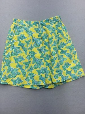Pantalones cortos para mujer Lily Pulitzer 10 amarillo/verde tiro alto 3,5 pulgadas algodón floral Foto 1 de 4
