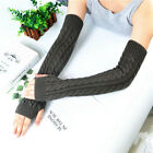 Au Women Wrist Arm Knitted Elbow Stretchy Warmer Gloves Fingerless Long Mittens