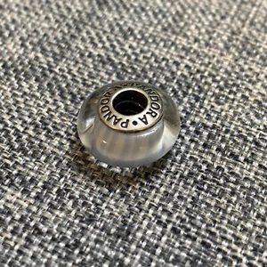 Retired PANDORA Sterling SIlver 925 White & Gray Murano Glass Charm - Picture 1 of 3