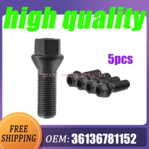 5pcs Wheel Black Lugs Bolts Nuts 36136781152 For BMW X3 E83 7 Series E65 E66 - Picture 1 of 8