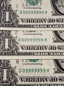 3 UNC 1999 $1 Notes Binary number 66666660/00/000 99.51 % extremely Rare - Picture 1 of 9