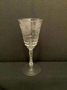 Halifax by Rock Sharpe Water Goblet Gray Cut Floral Stemmed 7 7/8" - Picture 1 of 7