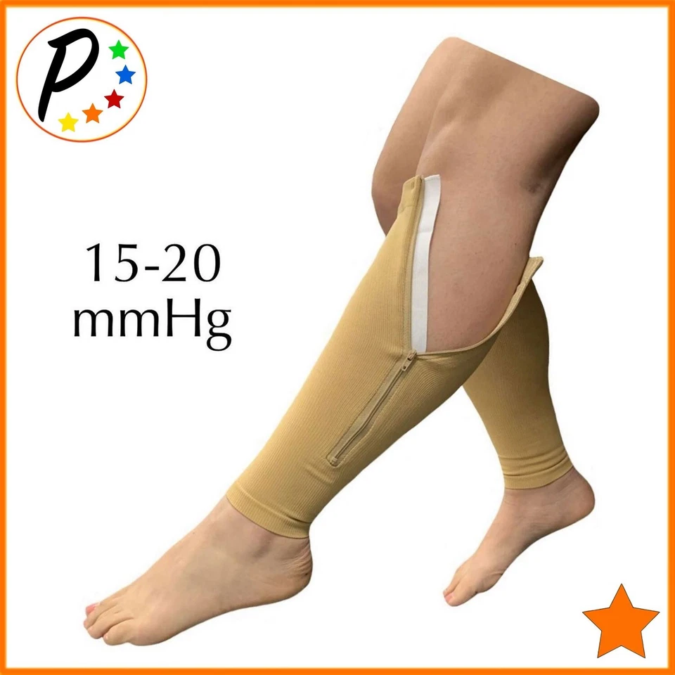 🟠 Presadee Footless 15-20 mmHg Compresión Pierna Pantorrilla Espinilla Manga con Cremallera Foto 1 de 1