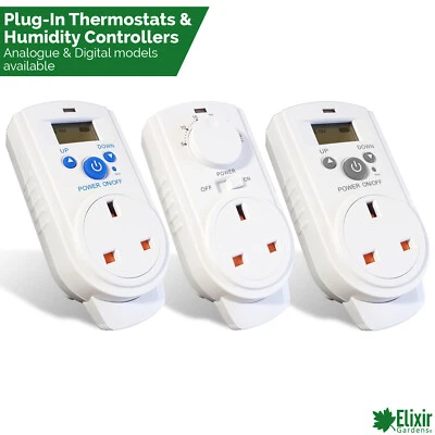 Plug In Thermostats / Humidity Controllers, Digital and Analogue Heating Cooling - Image 1 of 4