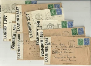 1940 x 9 CUBIERTAS DE ÁREA DE LONDRES PARA ARGENTINA SEGUNDA GUERRA MUNDIAL - ABIERTAS POR EL EXAMINADOR ETIQUETAS CENSORAS - Imagen 1 de 2
