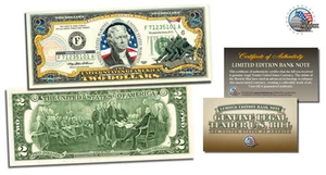 *MARINES DE ESTADOS UNIDOS SEGUNDA GUERRA MUNDIAL * Auténtico billete de regalo de 2 dólares coloreado - Imagen 1 de 1