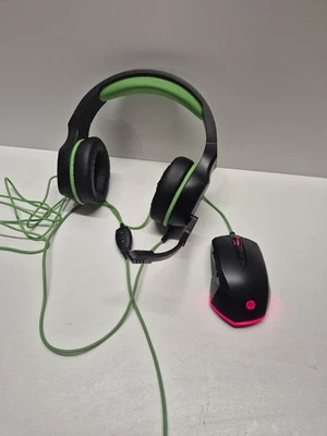 Genuine HP Pavilion gaming Headset mic USB 200 Mouse Black light up - Image 1 of 4