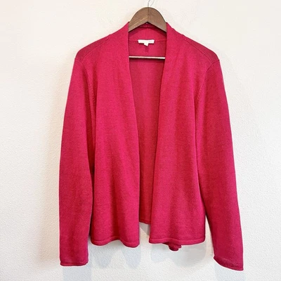 Cárdigan Suéter Grande Eileen Fisher Frente Abierto Rosa Rojo 100% Lino Ligero Foto 1 de 4