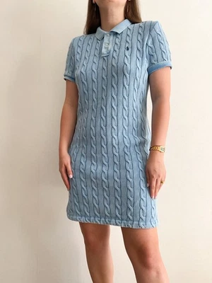 Polo Ralph Lauren Women's Cable-Knit Polo Mini Dress Light Blue Cotton Size XL - Image 1 of 4
