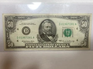 1969 $50 Fifty Dollar Bill Currency #D01967281A Excellent Condition - Picture 1 of 3