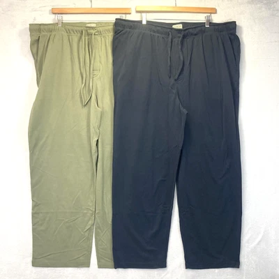 批量 2 件 LL Bean 睡衣 休闲裤 男式 3XL 绿色 蓝色 抽绳 运动裤 — 第 1/4 张图片