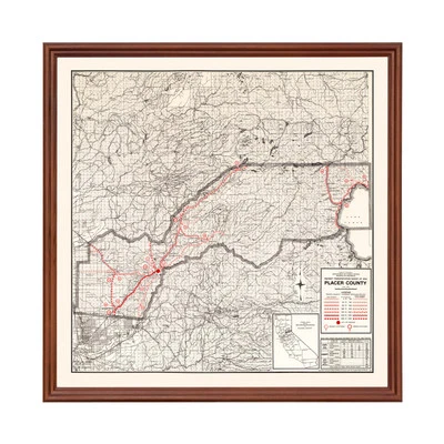 Old Map of Placer County, CA 1935 - Vintage California Art - Image 1 of 4
