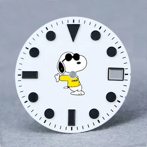 Snoopy Cartoon Pattern  28.5mm  dial for NH35 Movement Matte white BGW9 C3 lume - Picture 1 of 9