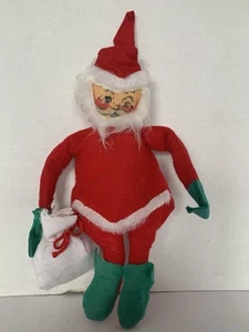 Vintage 1963 Annalee Mobilitee Dolls Santa 9" With His Bag Can Pose And Bend - Picture 1 of 13