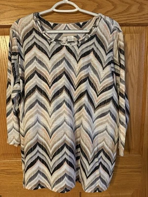 Alfred Dunner Womens 1X Plus Top Artsy Casual Fall Vibes Feminine Rhinestones - Image 1 of 4