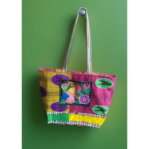 Packable Kuna Folk Art Mola San Blas Islands Panama Handmade Tote Bag 19"x14" - Picture 1 of 6