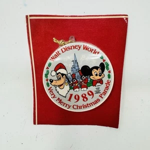 Walt Disney World Mickey Goofy 1989 Very Merry Christmas Parade Ornament SEALED - Picture 1 of 2