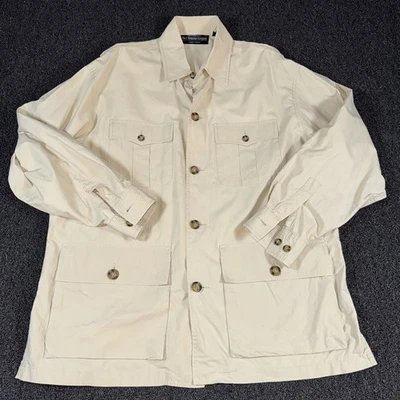J. Peterman Co. Safari Field Jacket Beige Cotton Button Front Mens Medium Shirt - Image 1 of 4