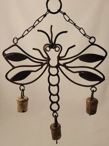 Rustic Metal Dragonfly Wind Chime, Approx. 12" x 9" - Picture 1 of 8
