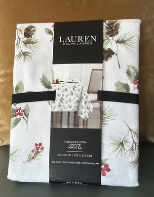 Ralph Lauren Tablecloth 60 x 84" NEW Berries & Pine Cones 100% Cotton - Image 1 of 3
